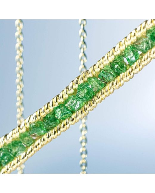 German Kabirski Green Lithos Plated Necklace With Raw Tsavorite Garnet