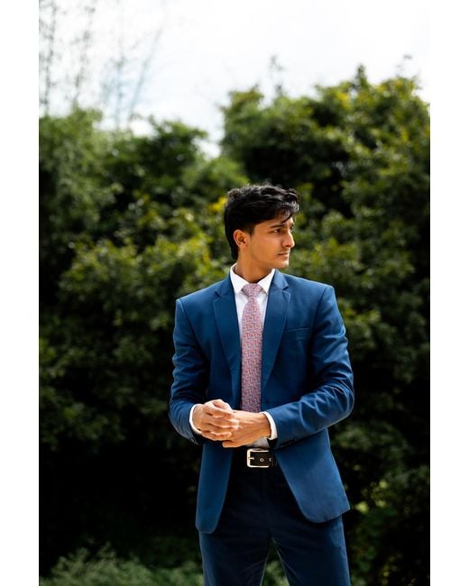 Neightiv Purple Tie And Pocket Square Set- Bits Harmony for men