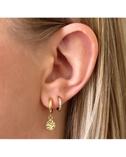 Evie Jewelry Metallic Harmony Huggie Hoop Earrings + Pendant Necklace