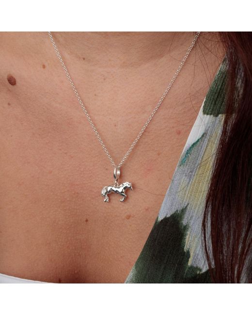 Lily Charmed Metallic Sterling Horse Charm Necklace