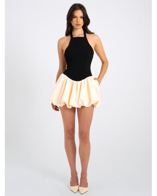 Miss Circle New York Black Yaira Backless Drop Waist Mini Bubble Dress