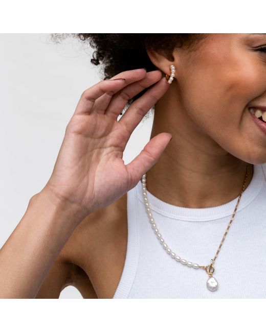 Dower & Hall Metallic Keshi Charm Drop Pearl Luna Necklace