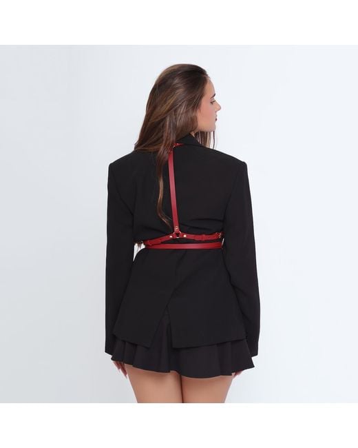 Haute Cuir Red Slim Double Belt Leather Harness