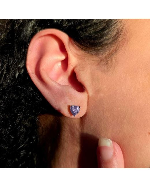 Harfi Purple Alexandrite Heart Stud Gemstone Earrings