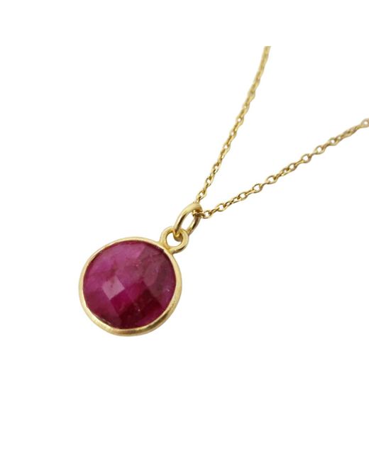 Harfi Purple Vermeil Plated Round Ruby July Birthstone Crystal Necklace
