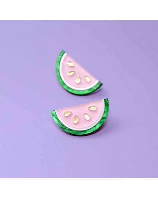 By Chavelli Metallic Watermelon Slice Studs
