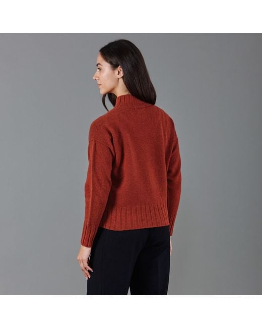Paul James Knitwear Red Lambswool Lola Grown On Neck Jumper