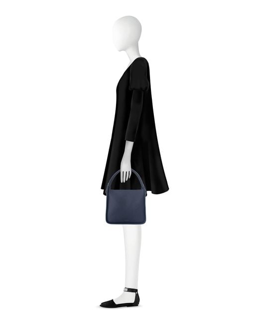 Le Parmentier Blue Duplo Medium Hammered Leather Top Handle Bag