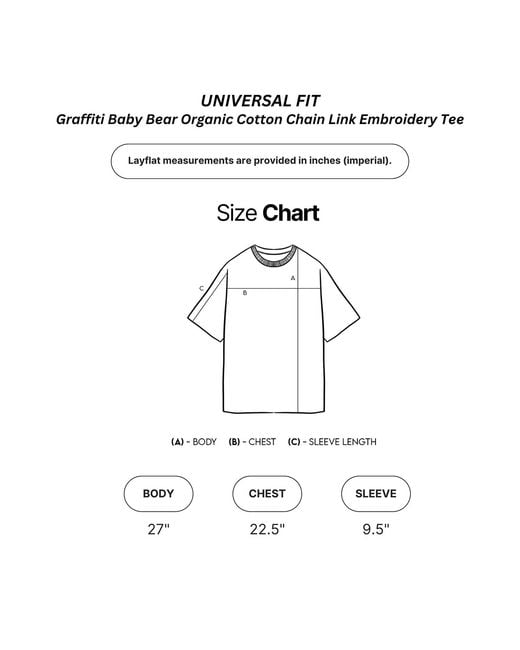 X Ilona Blue White Neutrals Universal Fit Graffiti Baby Bear Organic Cotton Chain Link Embroidery Tee for men