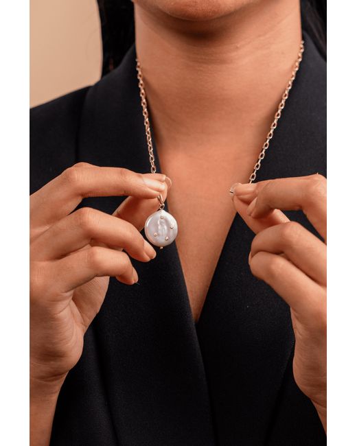 Zynnia Collective Metallic Studded Pearl Necklace