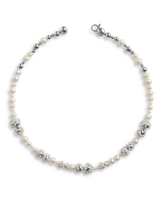 Kasun Metallic Pearl Droplets Necklace
