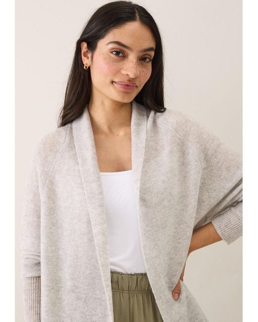 Loop Cashmere White Relaxed Edge To Edge Cardigan