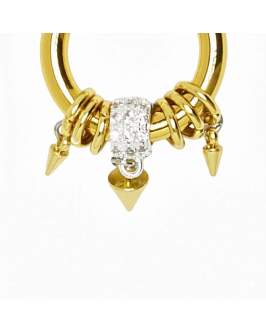Kirei Metallic Spike Hoop Earrings With Zirconia