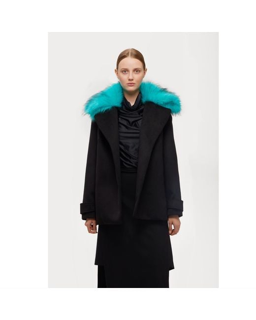 Julia Allert Blue Leather-Look Long Sleeve Top