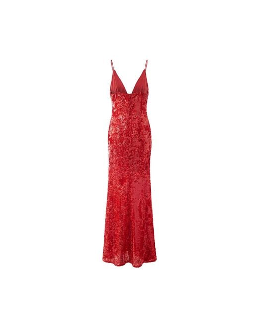 Aisl Red Sequin Plunge Gown