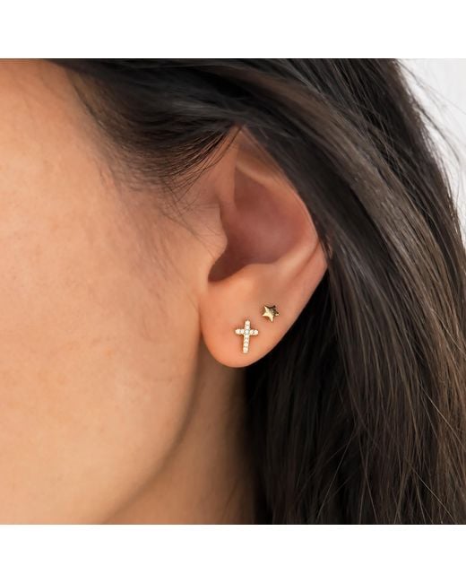KAMARIA Metallic Mini Cross Stud Earrings