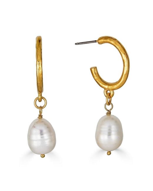 Loni Paul Jewelry Metallic Baroque Pearl Hoop Earrings