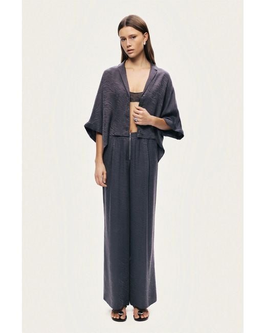 Nocturne Blue Relaxed Short-Sleeve Textured Shirt