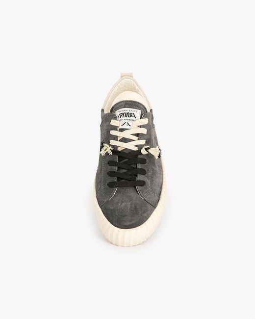 Springa | Unique Vulcanized Sneakers Italian Handmade Brown Wavy Suede Dark for men