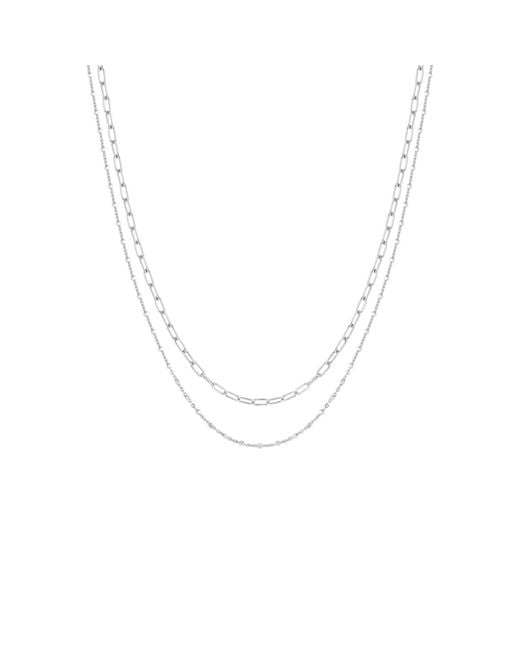 Vanhi Metallic Mini Paperclip Double Chain Necklace