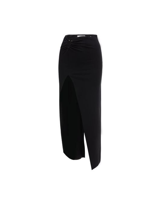 Nissa Black High Waisted Midi Skirt
