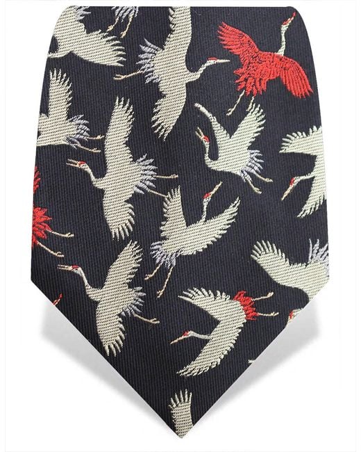 Gresham Blake Gray Cranes Silk Tie for men