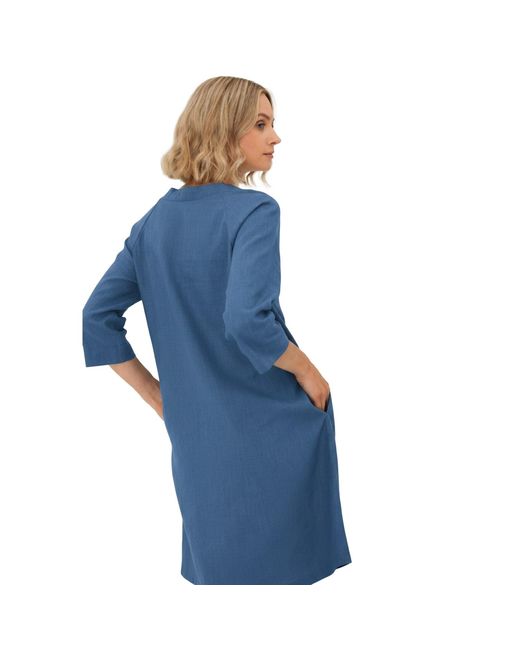 LeMuse Blue French — Stonewashed Linen Dress With Adjustable Ribbon Bow