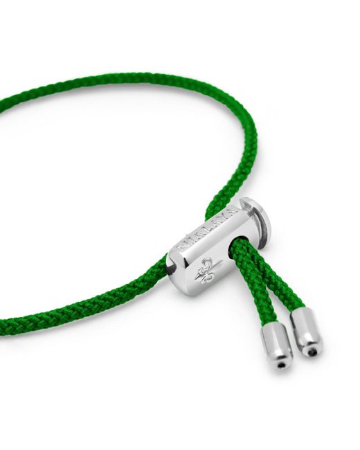 Nialaya Green String Bracelet With Adjustable Lock for men