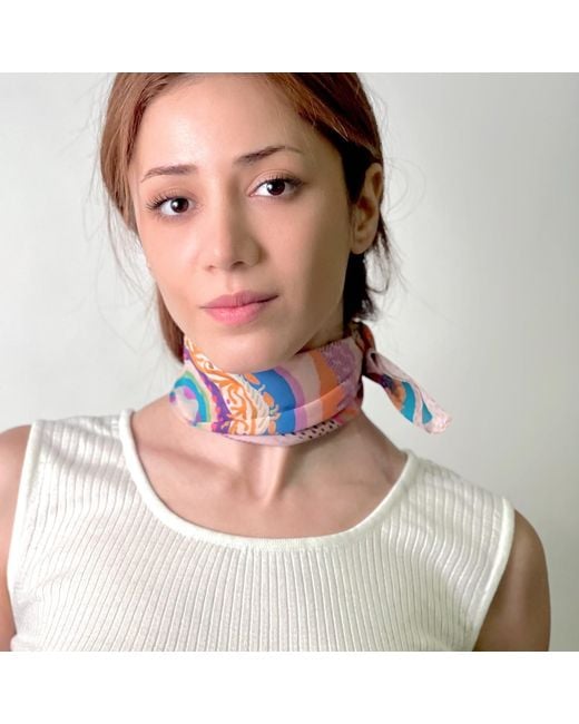 Maraethra Pink Sea Life Cotton Square Scarf