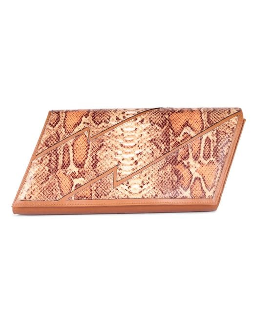 Terry De Havilland Pink Faux Snake Clutch Bag