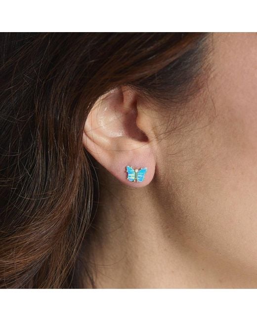 KAMARIA Green Opal Butterfly Stud Earrings