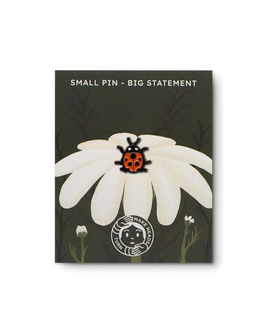 Make Heads Turn White Enamel Pin Ladybug