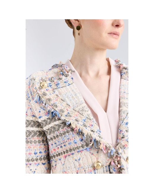The Extreme Collection Gray Lady Jacket With Jewel Buttons And Frayed Trims