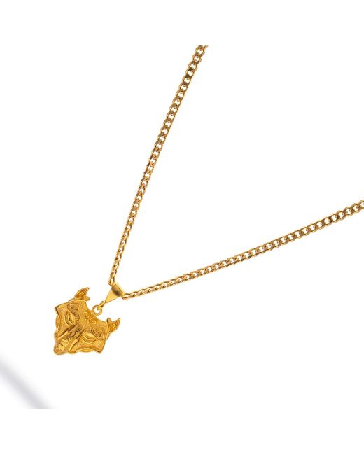 Ebru Jewelry Metallic Golden Wolf Spirit Necklace for men
