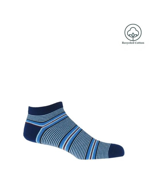 Peper Harow - Made in England Blue Trainer Socks Bundle for men