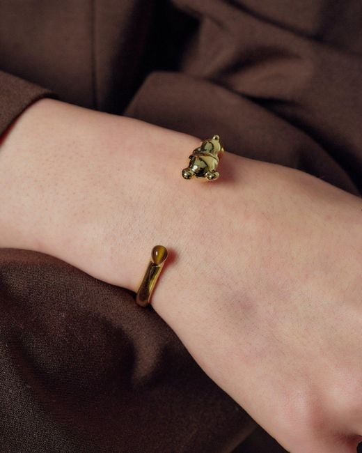 Freqnc Atelier Metallic Cuddly Bear Bangle Tiger Eye Bangle