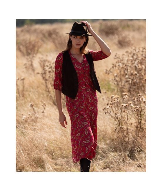 At Last Red Belgravia Midi Dress