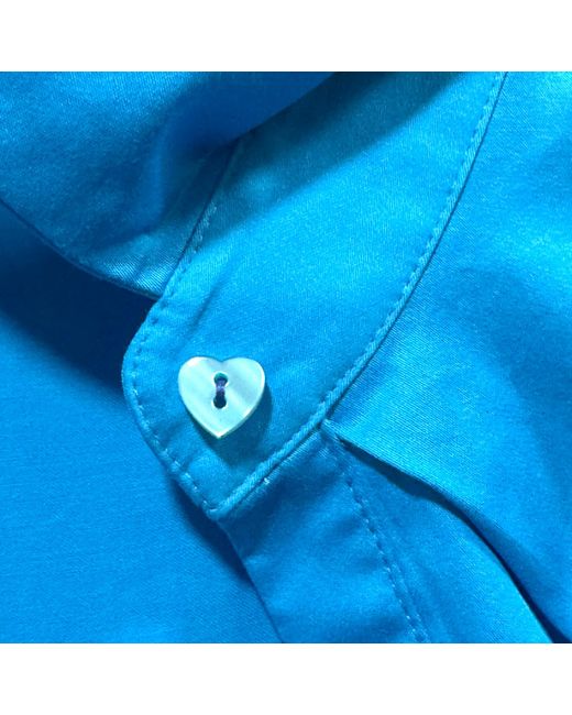 Arto. Blue Be Bright & Excited Cuff Short Sleeve Flared Shirt