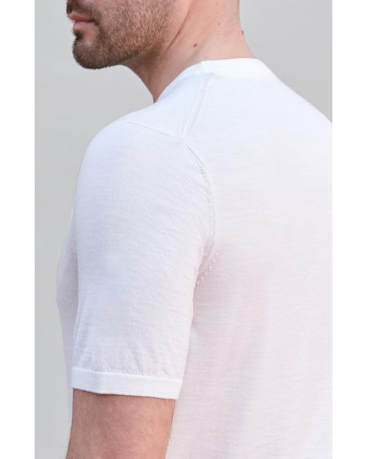 Paul James Knitwear White Superfine Merino Wool Illario Knitted T-Shirt for men