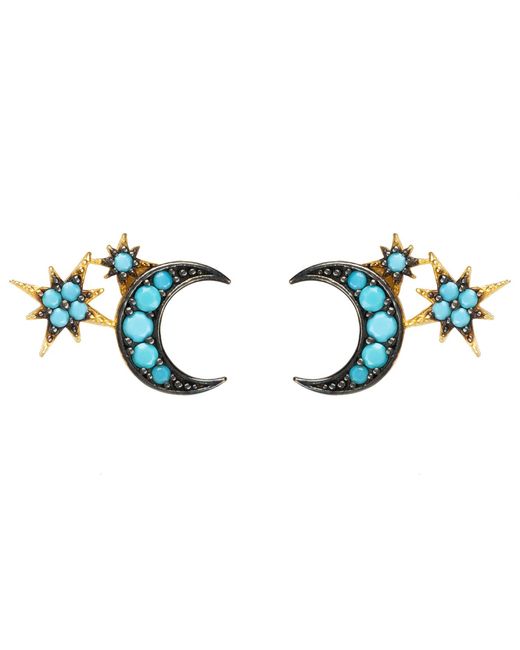 Latelita London Multicolor Moon & Starburst Small Stud Earrings Turquoise