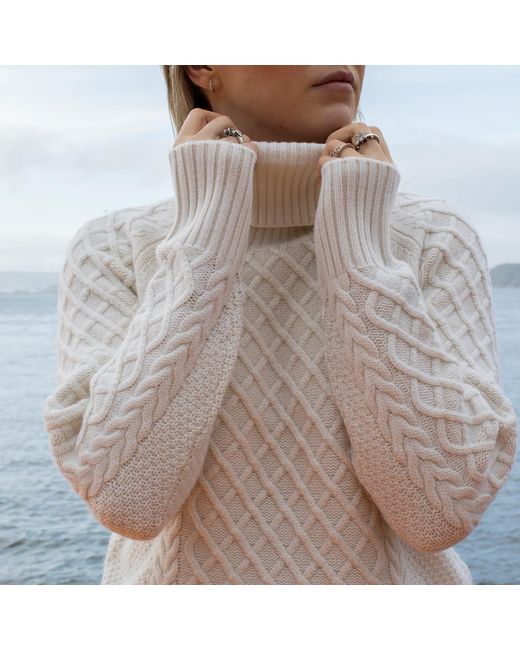 tirillm White Celina Cable Knitted Pullover