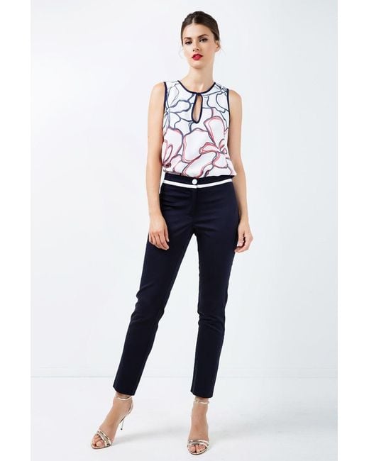 Conquista Blue Fitted Pants With Contrast Stripe