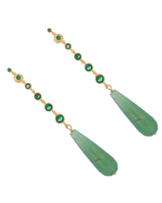 Ebru Jewelry Green Mystic Energy Jade Teardrop Earrings