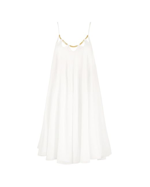 ALINA CERNĂTESCU White Bilbao Short Cotton Veil Dress With Metallic Details