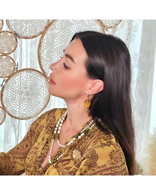 Farra Yellow Playful Handcrafted Chicken Dangle Earrings
