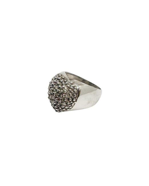 Tg-Jewellery by Tamara Gervasio White Hand-Carved Sterling Heart Ring – Textured Statement Ring