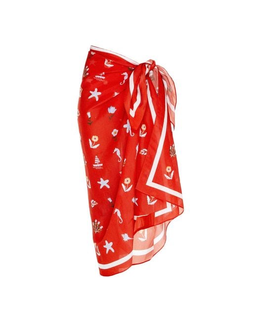 Jessie Zhao New York Red Beach Sarong Wrap Tides