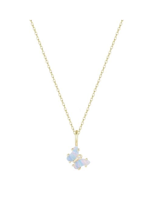 KAMARIA Metallic Mini Opal Butterfly Charm Necklace