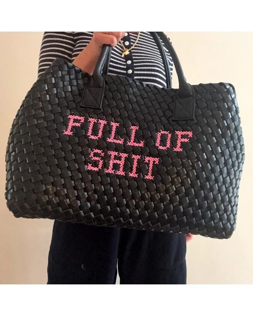 Lilly Loves Black Vegan Full Of Shit Woven Handbag