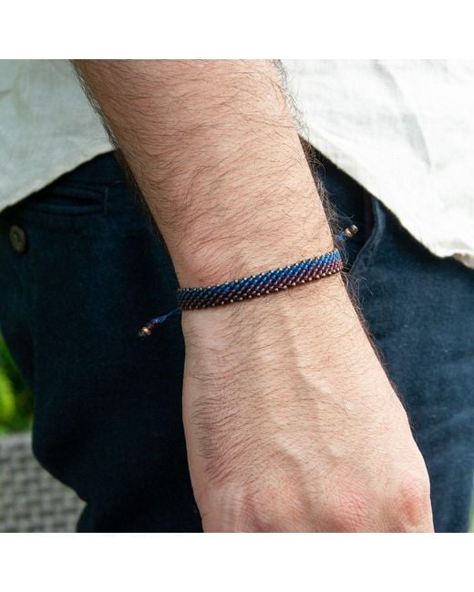 Harbour Uk Men Wine Red & Blue Rope & Bronze Bracelet For Men for men